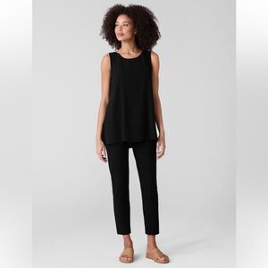 Eileen Fisher Washable Stretch Crepe High-Waisted Pant Black Small